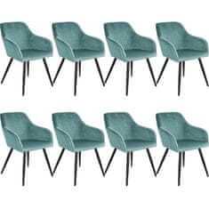 tectake 8 Marilyn Velvet-Look Chairs Turkizna/črna