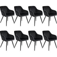 tectake 8 Marilyn Velvet-Look Chairs Črna
