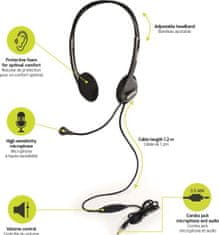 Port Designs Connect Stereo headset slušalke z mikrofonom, črne - odprta embalaža