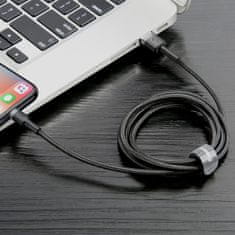 PRO Vzdržljiv pleten kabel za iPhone USB - Lightning QC3.0 2,4A 1 m črno-siv