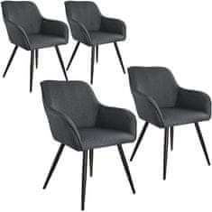 tectake 4 elegantni stoli Marylin Temno siva/črna