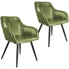 tectake 2 stola iz umetnega usnja Marilyn Temno zelena/črna