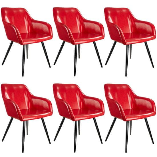 tectake 6 stolov iz umetnega usnja Marilyn Rdeča/črna