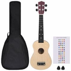 Greatstore Otroški ukulele soprano s torbo svetel les 23"