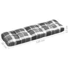 Vidaxl Blazina za vrtni kavč siv karo vzorec 120x40x12 cm blago