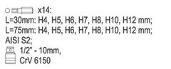 YATO  Bit set 15 ks hex škatla