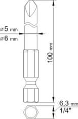 YATO  1/4" set nastavkov 2 kom profil Y L=100 mm #2, #4