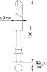 YATO  1/4" set nastavkov 2 1/4 "2 kom profil Y L=100 mm #1, #3