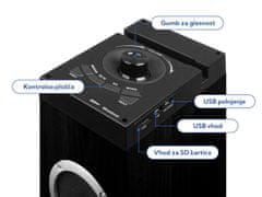 Trevi XT 10A8, Bluetooth samostoječi HiFi zvočnik 2.1, 60W, USB, MP3, FM, LED display, daljinec, lesen, črn