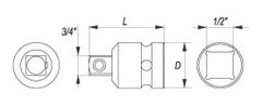 YATO  Adapterski adapter 1/2" - 3/4" šok CrMo SCM-440