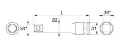 YATO  3/4" udarni adapter razširitev 100 mm CrMo