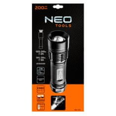 NEO Aluminijasta svetilka 200 lum, zoom, IPX7, 3xAAA