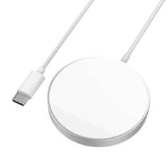 Kaku magnetni brezžični polnilnik za iPhone 12, MagSafe, 15W, USB-C, bela