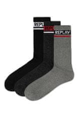 Replay Nogavice Tennis 2 Leg Logo 3Prs Card Wrap - Dark G.M./Black/G.Me 39/42