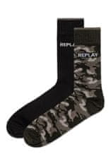 Replay Nogavice Casual Leg Logo&Camouflage 2Prs Banderole - Black/Camou Black 43/46