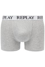 Replay Bokser spodnjice Boxer Style 01/C Basic Cuff Logo 2Pcs Box - Medium Grey Mel/White S