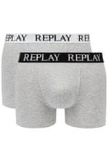 Replay Bokser spodnjice Boxer Style 01/C Basic Cuff Logo 2Pcs Box - Medium Grey Mel/White S