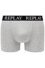 Replay Bokser spodnjice Boxer Style 01/C Basic Cuff Logo 2Pcs Box - Medium Grey Mel/White S