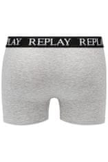 Replay Bokser spodnjice Boxer Style 01/C Basic Cuff Logo 2Pcs Box - Medium Grey Mel/White S