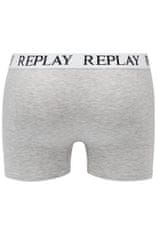 Replay Bokser spodnjice Boxer Style 01/C Basic Cuff Logo 2Pcs Box - Medium Grey Mel/White S