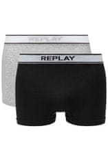 Replay Bokser spodnjice Boxer Style 01/F Seamless Two Lines 2Pcs Box - Black/Grey Melange L