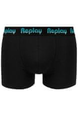 Replay Bokser spodnjice Boxer Style 5 Jacquard Logo 2Pcs Box - Black/D Gmel/Azure S