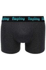 Replay Bokser spodnjice Boxer Style 5 Jacquard Logo 2Pcs Box - Black/D Gmel/Azure S