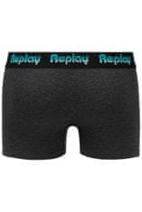 Replay Bokser spodnjice Boxer Style 5 Jacquard Logo 2Pcs Box - Black/D Gmel/Azure S