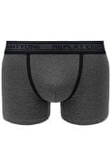 Replay Bokser spodnjice Boxer Style 6 Cuff Logo&Contrast Piping 2Pcs Box - Black/Dark Grey Mel. S