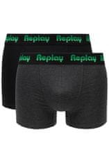 Replay Bokser spodnjice Boxer Style 5 Jacquard Logo 2Pcs Box - Black/D G Mel/Gre S