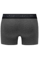 Replay Bokser spodnjice Boxer Style 6 Cuff Logo&Contrast Piping 2Pcs Box - Black/Dark Grey Mel. S