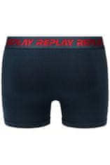 Replay Bokser spodnjice Boxer Style 6 T/C Metallic Cuff 2Pcs Box - Dark Blue/Black/Red S