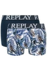 Replay Bokser spodnjice Boxer Style 7 T/C Foliage 2Pcs Box - Dark Blue/Whitee S