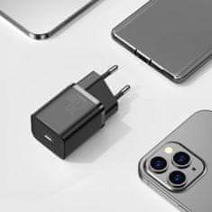 BASEUS Super Si Quick polnilnik 1C 20W PD + USB-C / Lightning kabel, črna