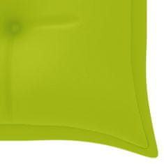 Vidaxl Klop Batavia s svetlo zeleno blazino 150 cm trdna tikovina