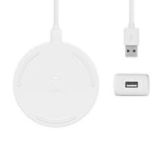 Belkin brezžični ploščat polnilnik, 15 W + USB-C kabel, bel (WIA002vfWH)