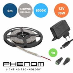 PHENOM Set LED trak 4,8W/m 6000K 5m + napajalnik 30W + ženski konektor