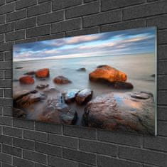 Slika na akrilnem steklu Stones morje landscape 100x50 cm 2 obešalnika