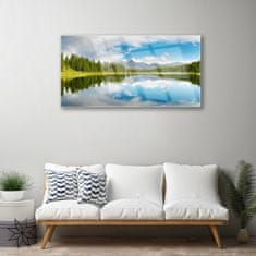 tulup.si Slika na akrilnem steklu Forest lake gore landscape 120x60 cm 2 obešalnika