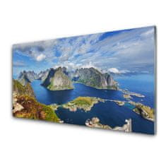 tulup.si Slika na steklu Mountain landscape bay morje 100x50 cm 2 obešalnika