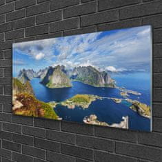 tulup.si Slika na akrilnem steklu Mountain landscape bay morje 120x60 cm 4 obešalnika