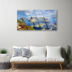 tulup.si Slika na akrilnem steklu Mountain landscape bay morje 120x60 cm 4 obešalnika