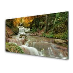 tulup.si Slika na akrilnem steklu Forest slap narava 125x50 cm 4 obešalnika