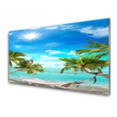 tulup.si Slika na akrilnem steklu Tropical palme hammock beach 100x50 cm 2 obešalnika