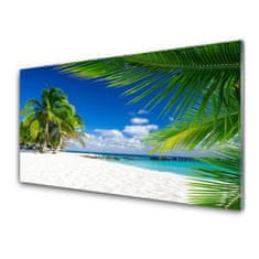 tulup.si Slika na akrilnem steklu Tropical beach s pogledom na morje 120x60 cm 4 obešalnika