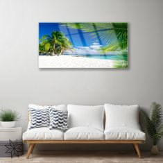 tulup.si Slika na akrilnem steklu Tropical beach s pogledom na morje 120x60 cm 4 obešalnika