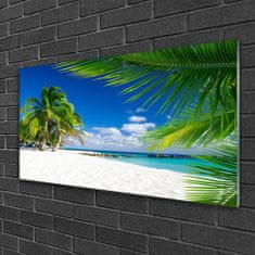 tulup.si Slika na akrilnem steklu Tropical beach s pogledom na morje 120x60 cm 4 obešalnika