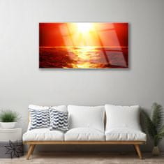 tulup.si Slika na akrilnem steklu Sunset sea wave 100x50 cm 2 obešalnika