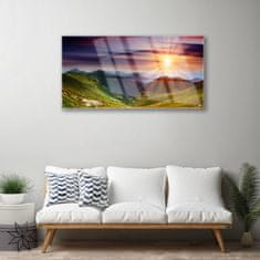 tulup.si Slika na akrilnem steklu Sunset mountain landscape 100x50 cm 2 obešalnika