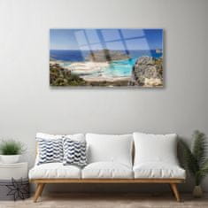 tulup.si Slika na akrilnem steklu Mountain island beach morje 100x50 cm 2 obešalnika